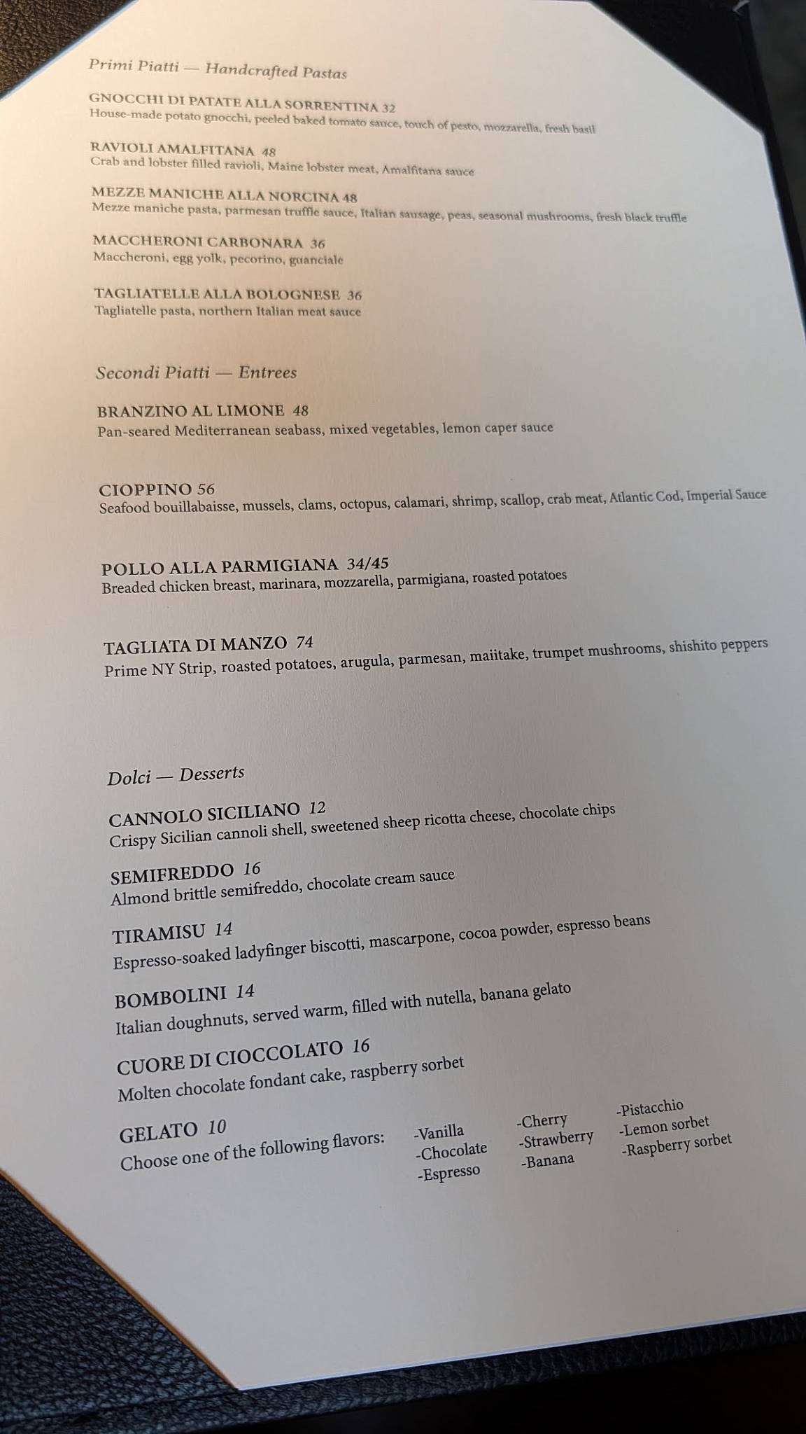 Nando Milano меню