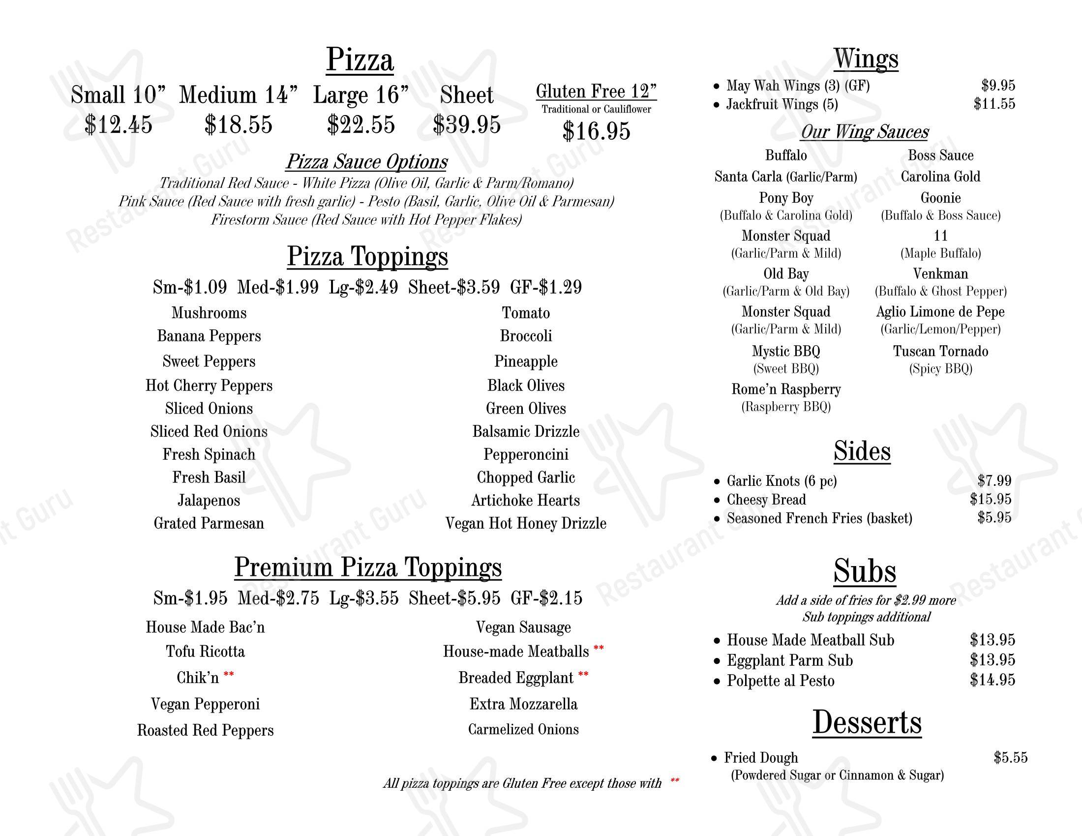 Меню напитков пиццерии New Ethic Pizzeria @ 2 Ton Tony's Pizza в Рочестере