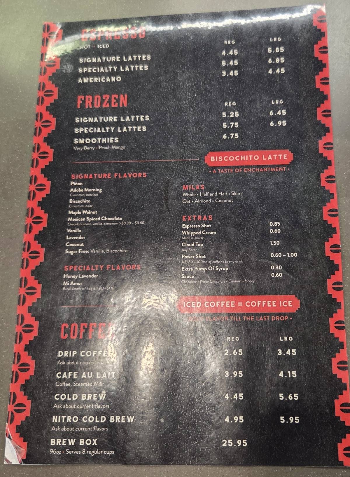 New Mexico Piñon Coffee меню