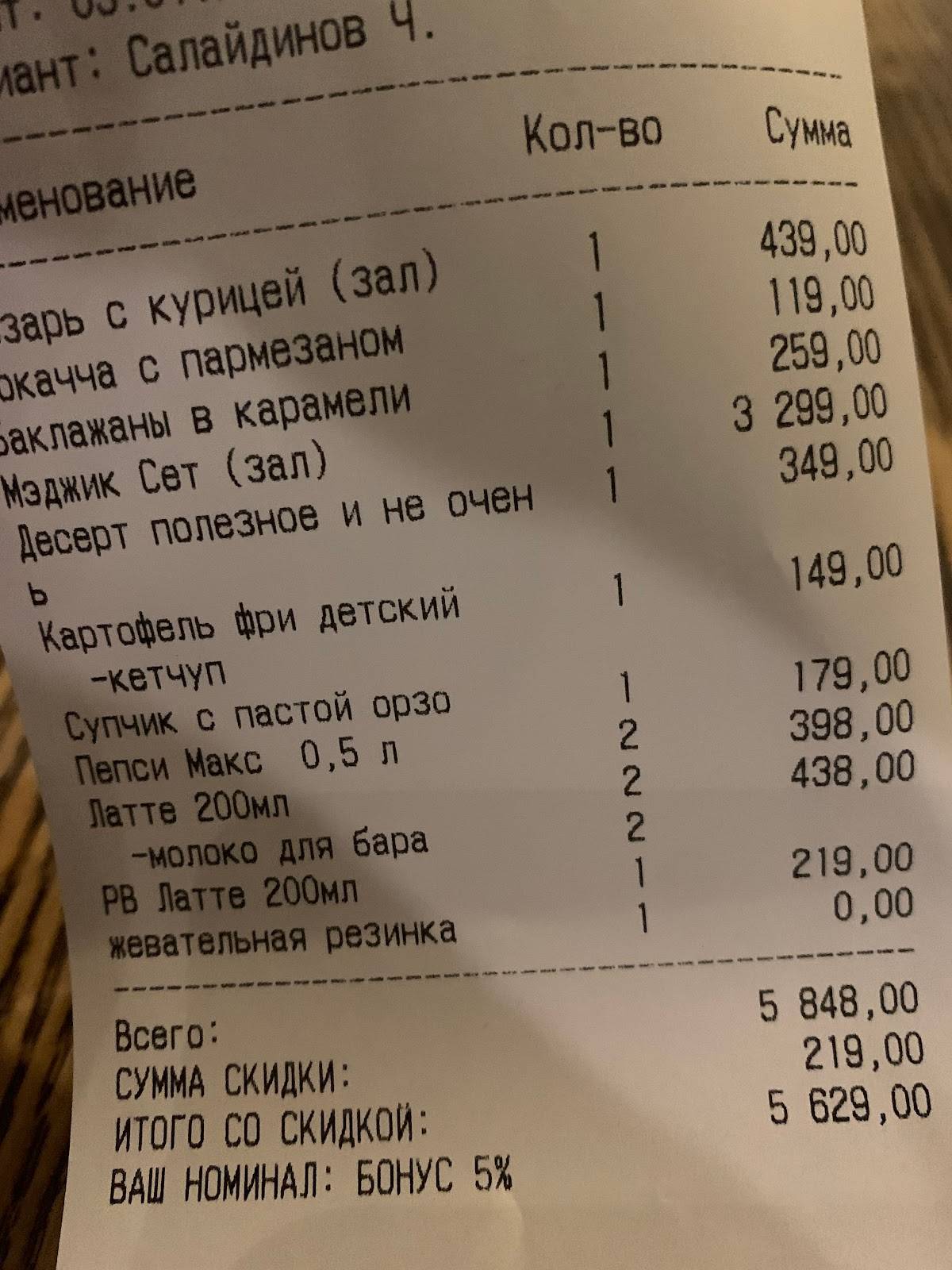 Нияма меню