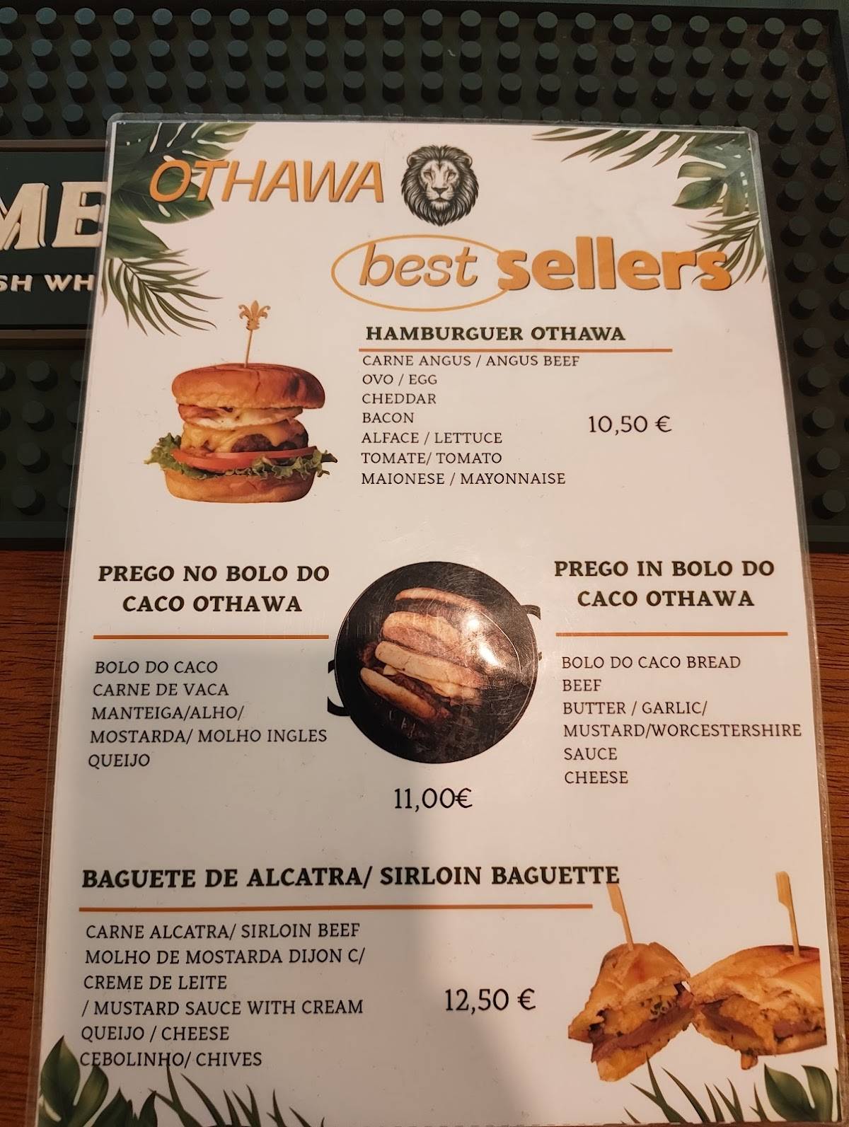 OTHAWA меню