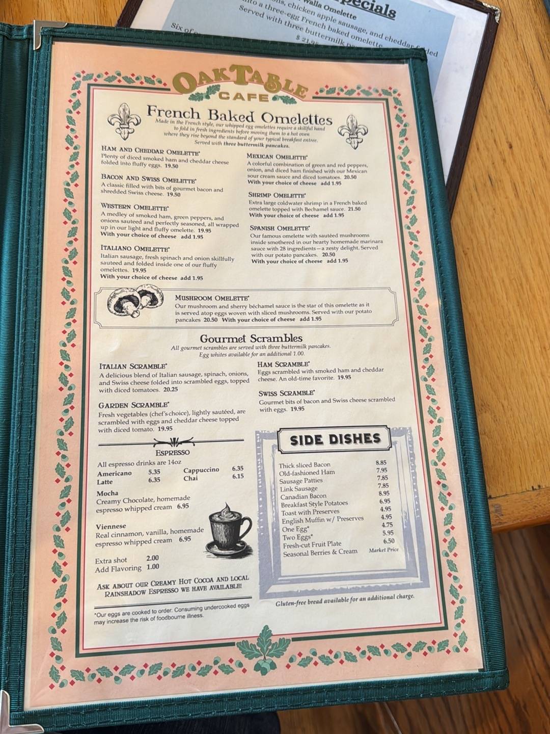 Oak Table Cafe меню