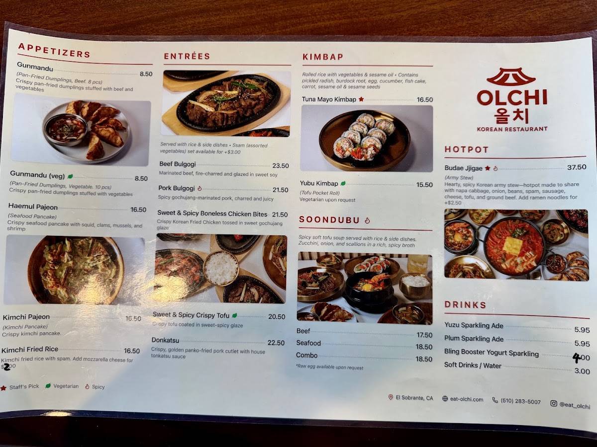 Olchi Korean Cuisine меню