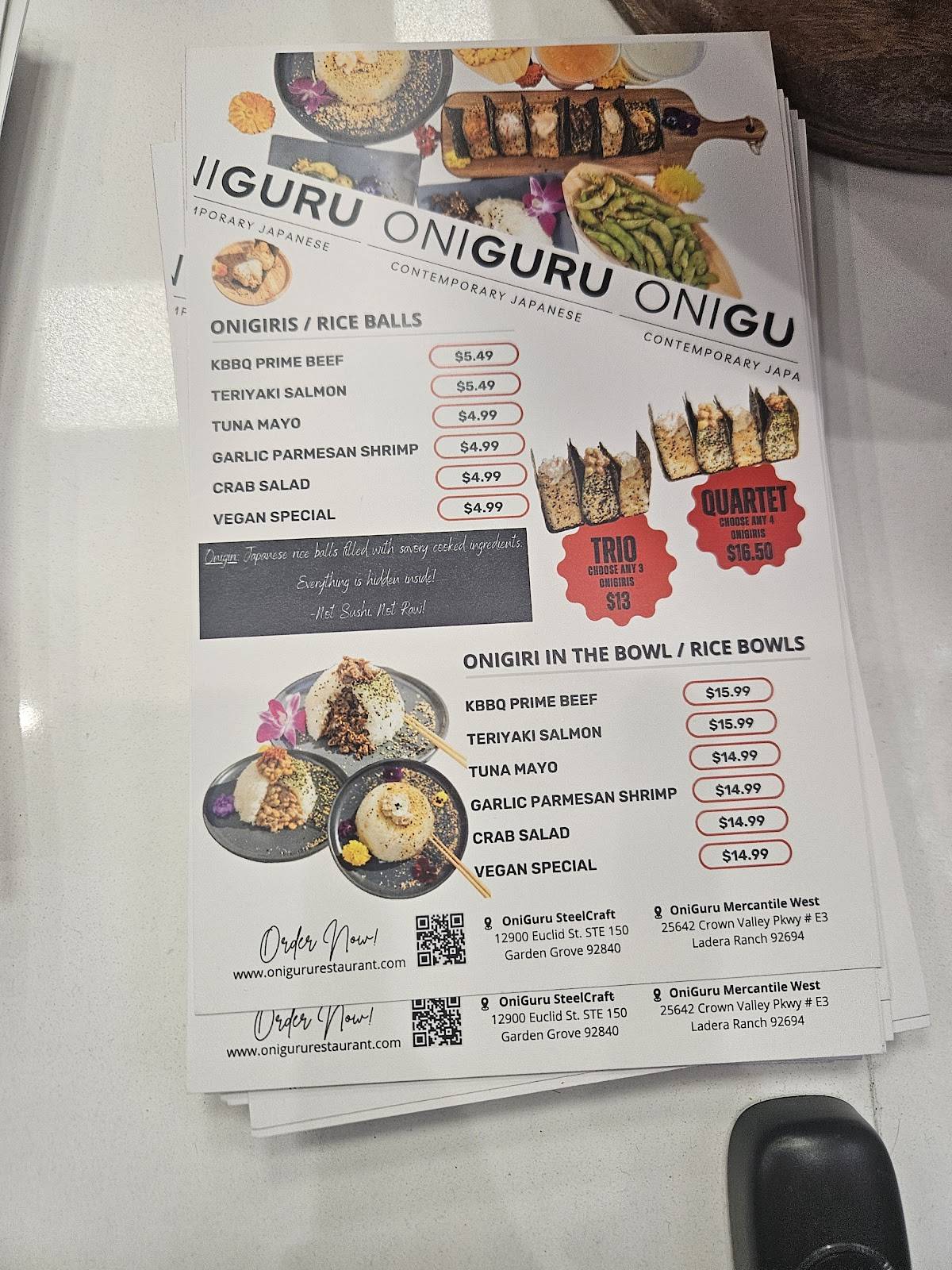 OniGuru меню
