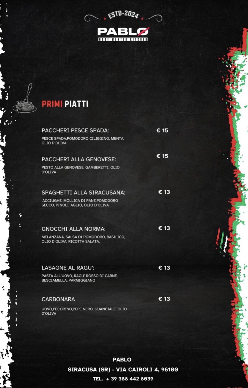 Pablo - Most Wanted Kitchen меню