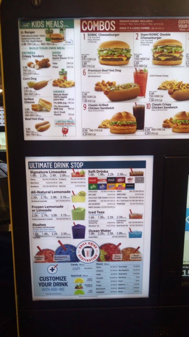 Sonic Drive-In меню