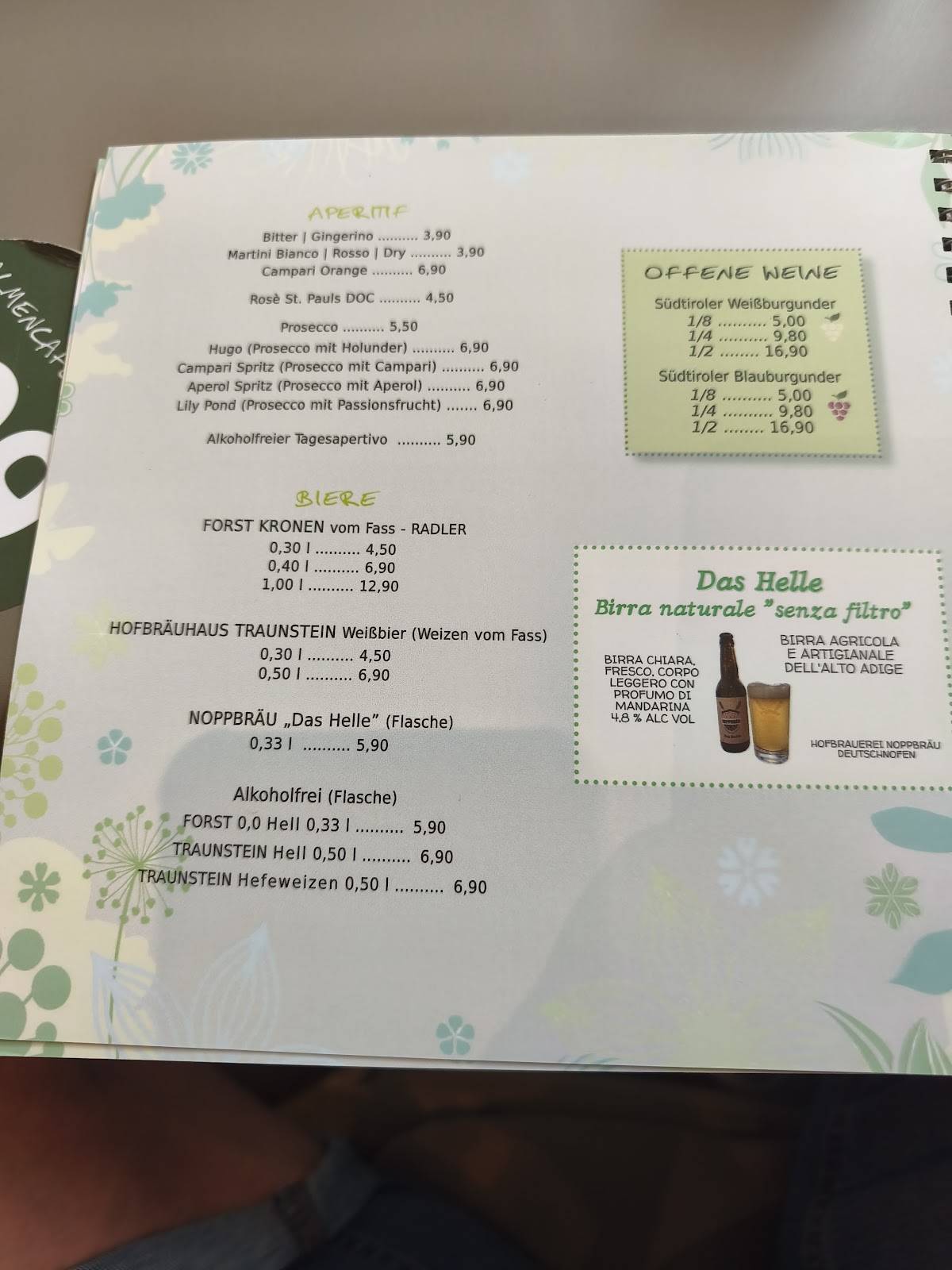 Palmencafé меню