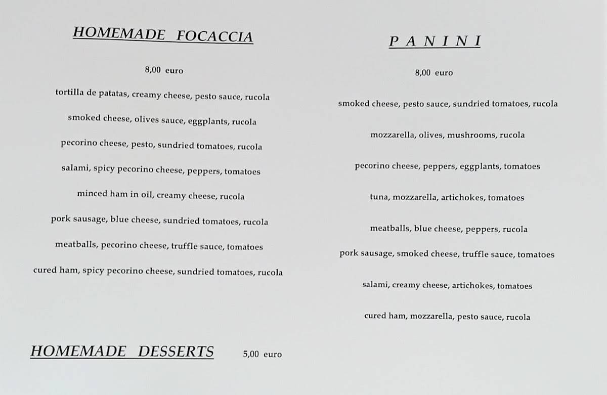 PanDivino - Focacceria Taperia меню