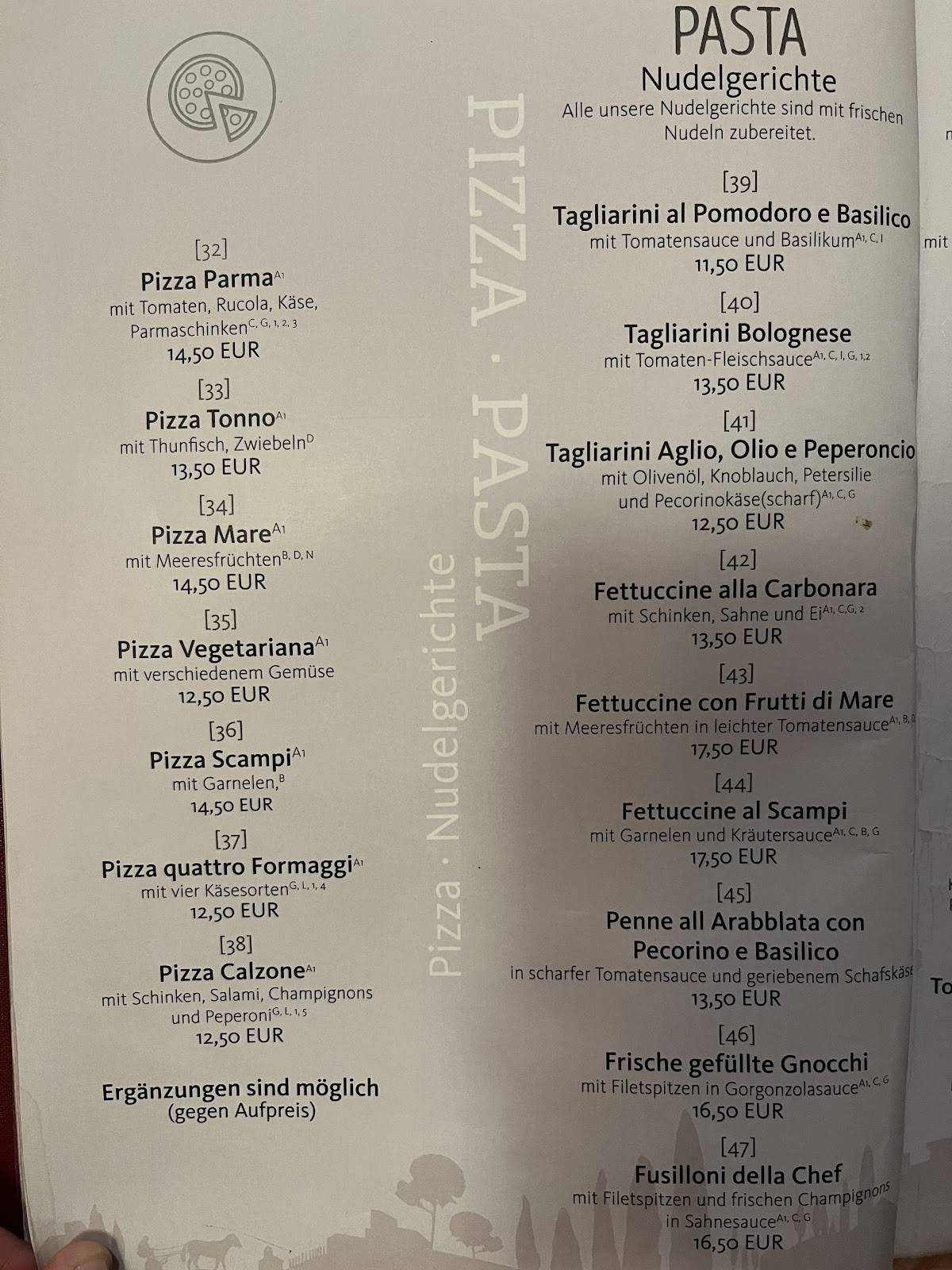 Pane & Vino меню