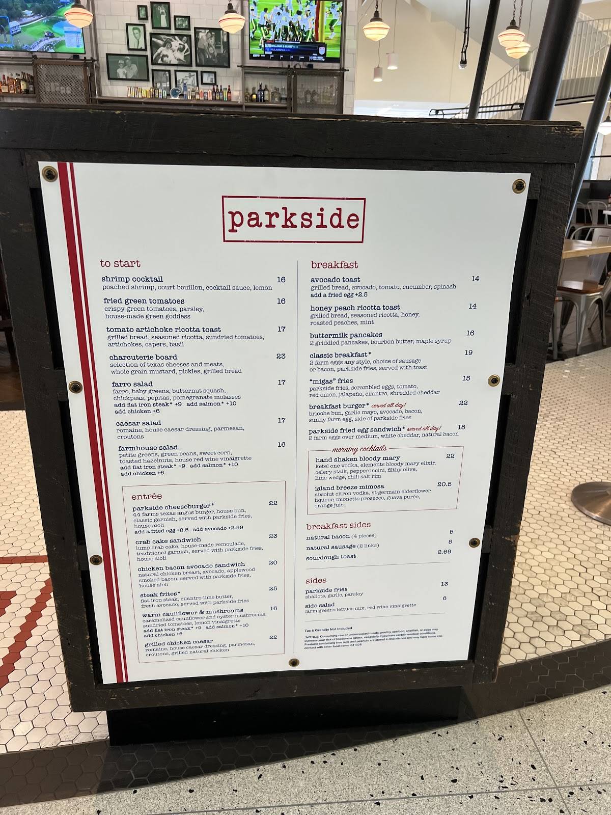 Parkside меню