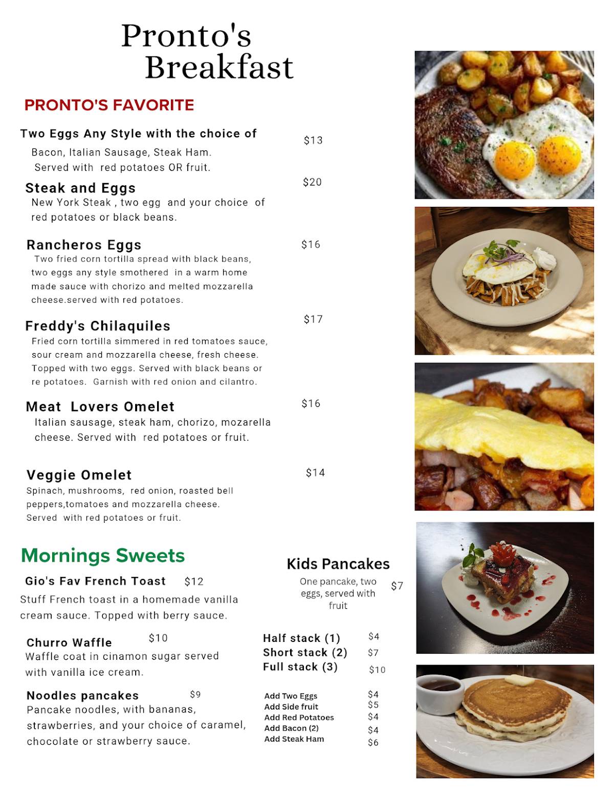 Pastas Pronto - Coffee Rd, Modesto меню