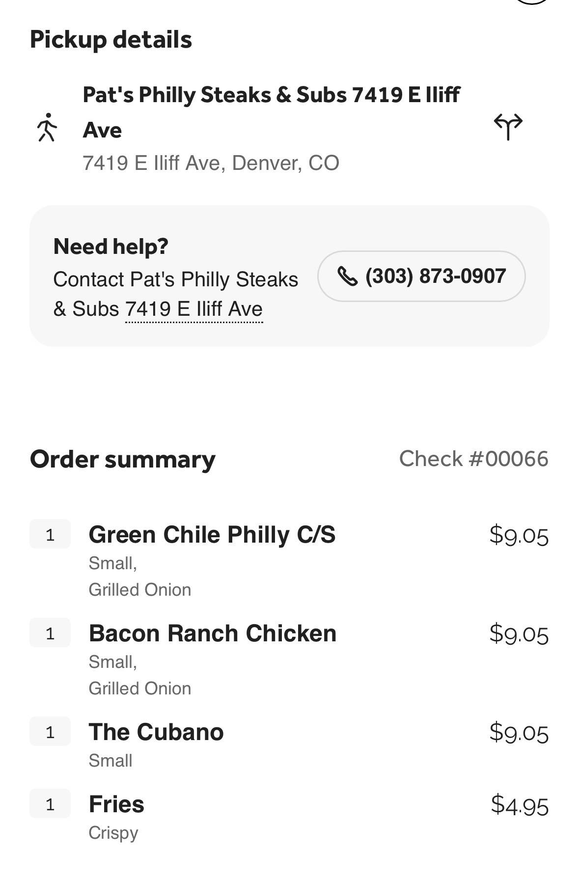 Pat's Philly Steaks & Subs меню