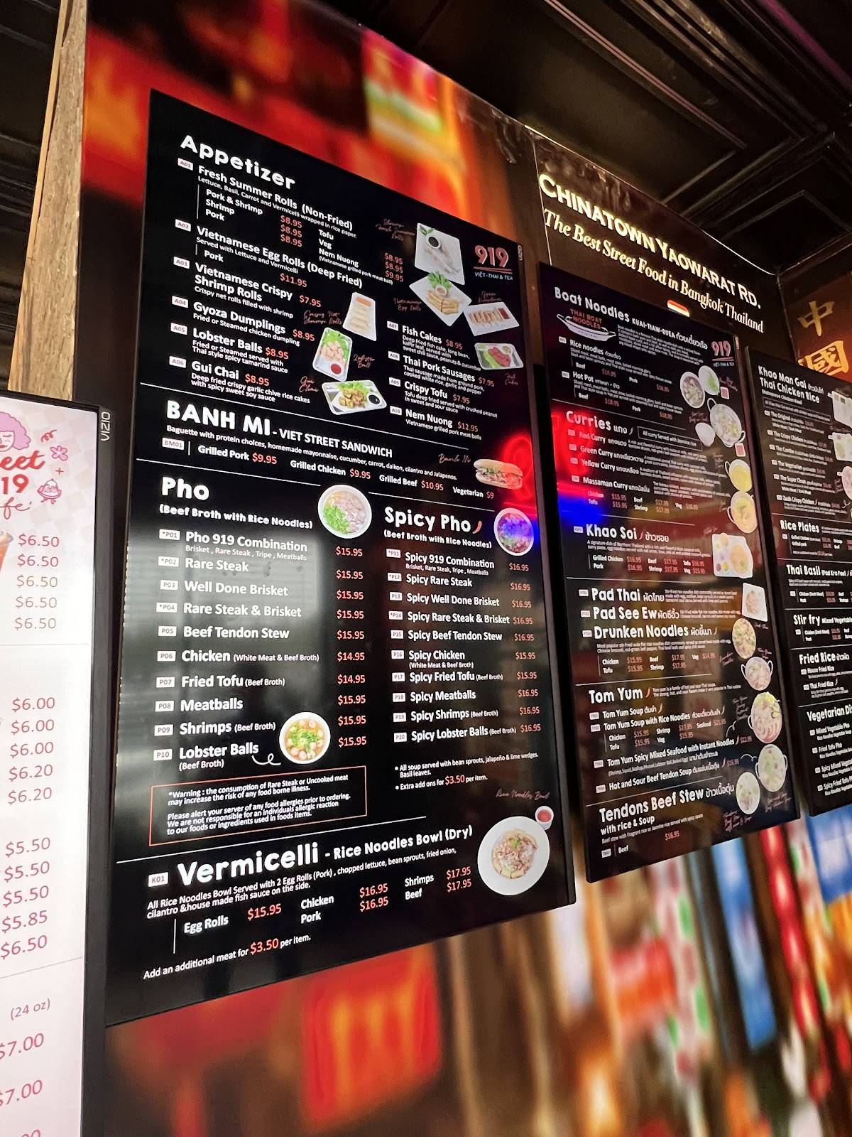 Pho 919 Viet-Thai & Tea меню