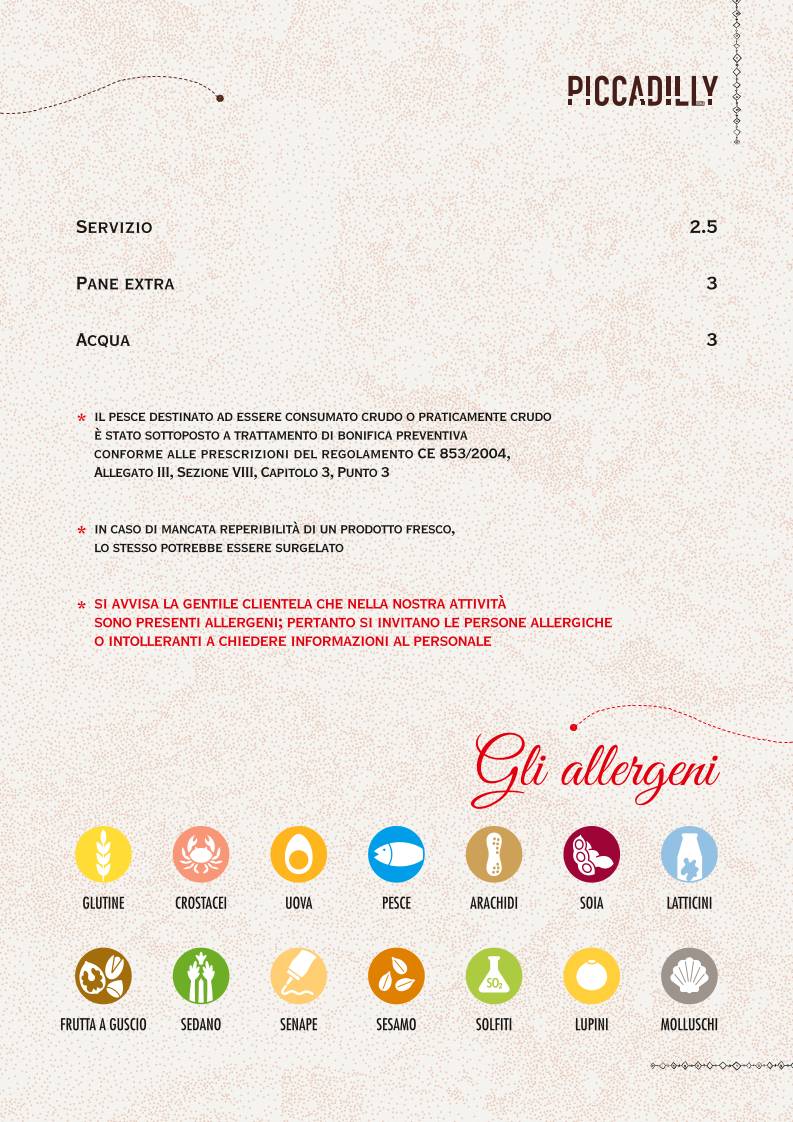 Piccadilly Roma меню