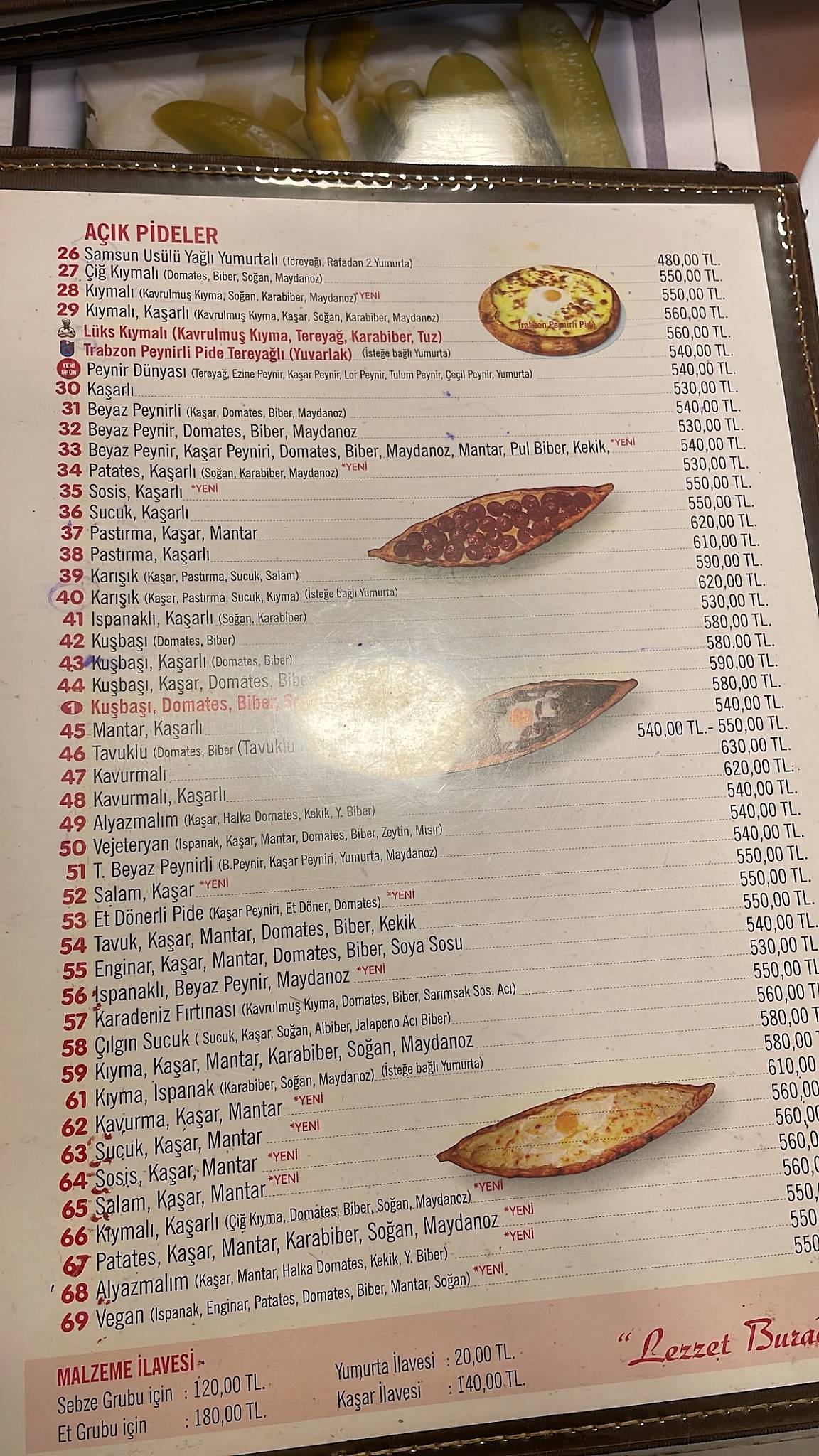 Pide Sun Moda Bafra Pidesi Döner Mantı Kahvaltı меню