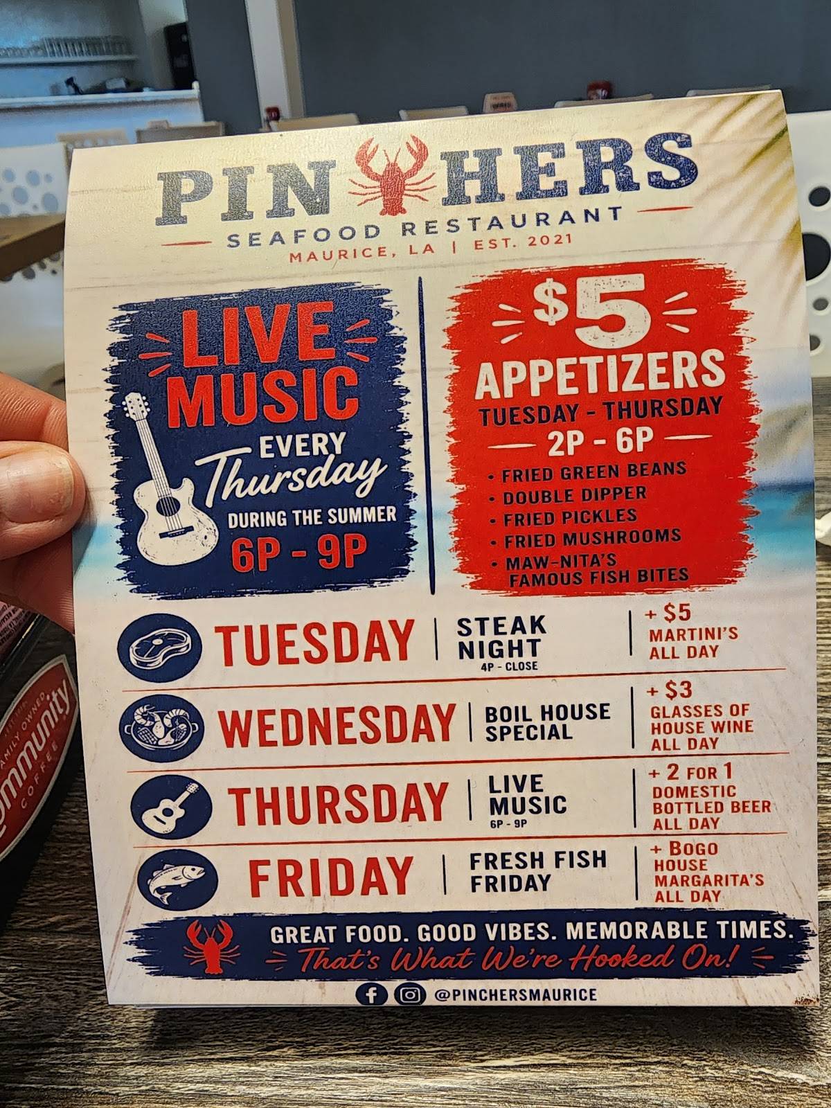 Pinchers Seafood Restaurant меню