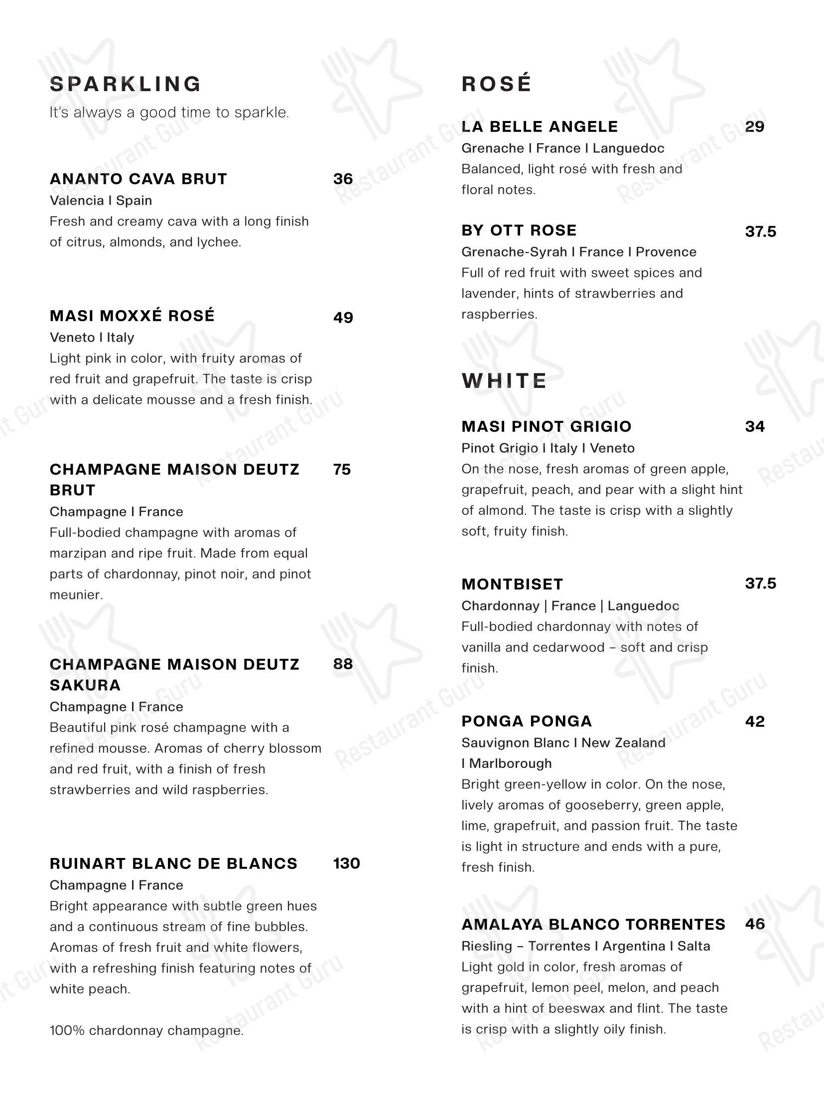 Меню напитков ресторана Pintx Izakaya Bar