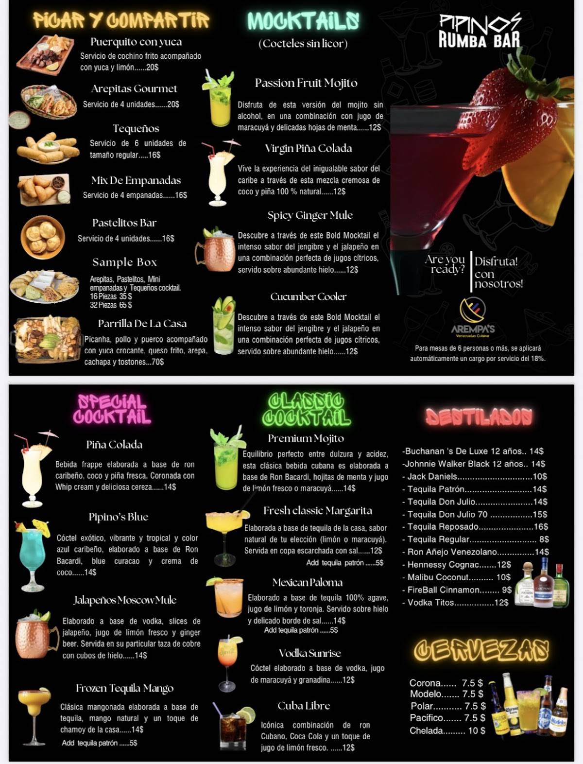 Pipinos Rumba bar меню