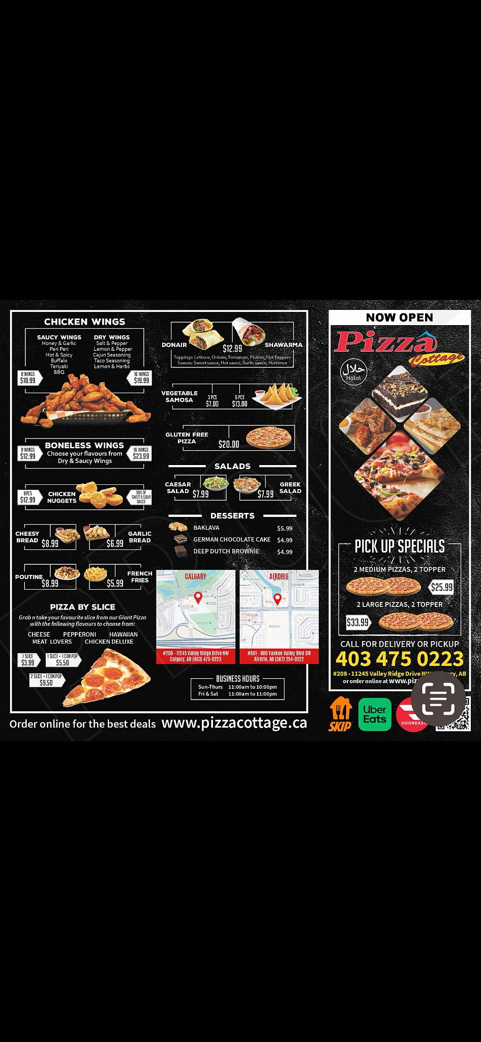 Pizza Cottage - Valley Ridge меню
