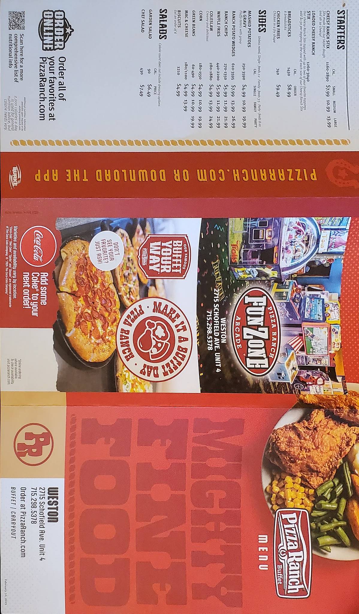 Pizza Ranch меню