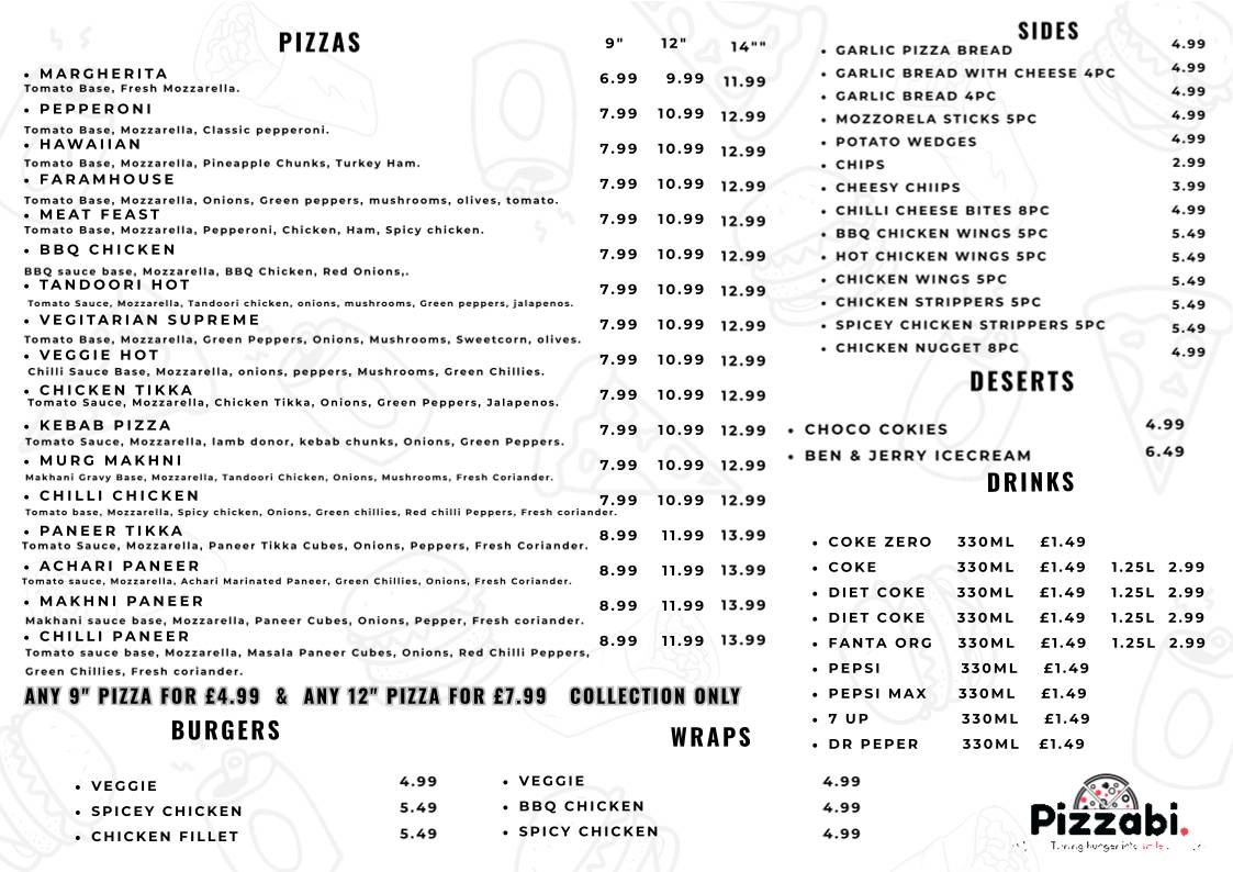 Pizzabi меню