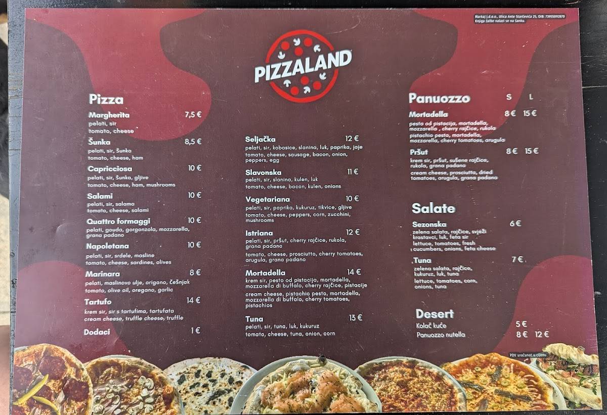 Pizzaland меню