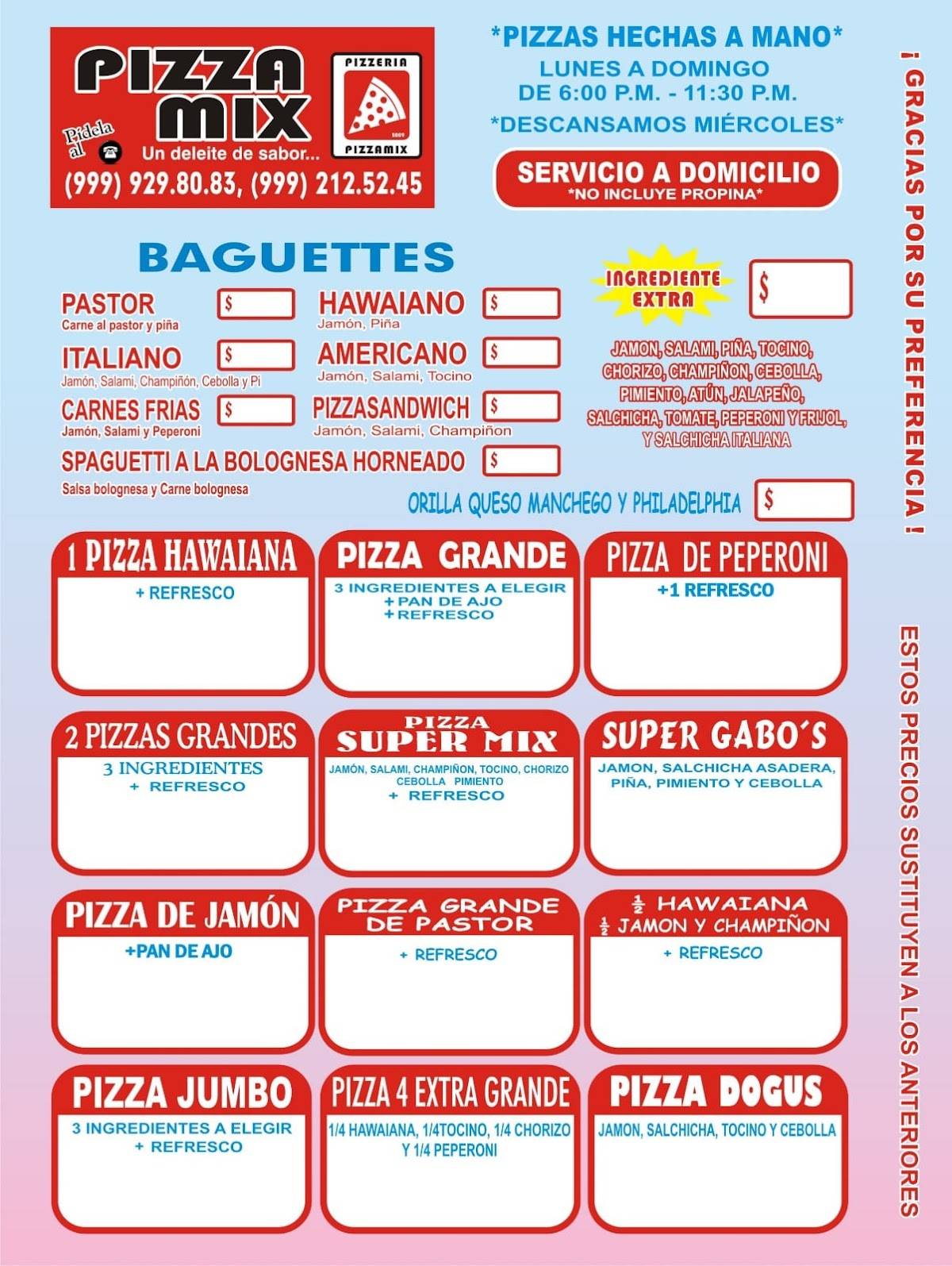 Pizzamix меню