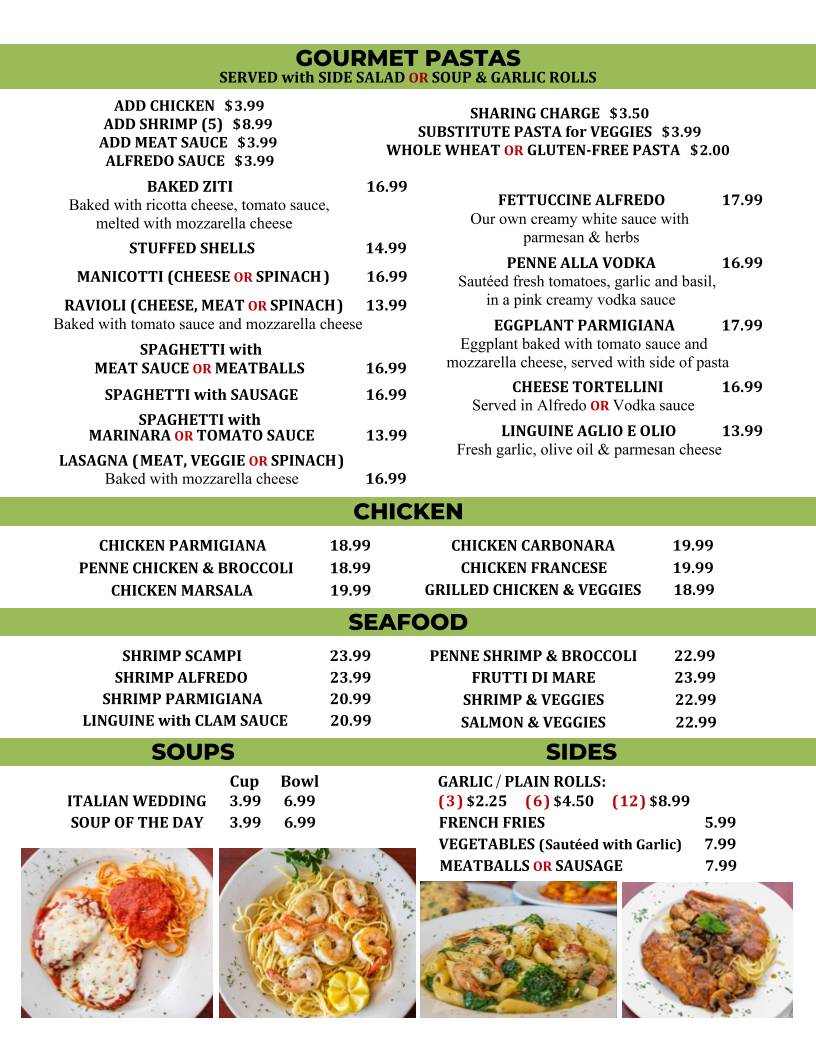 Pizzarella Italian Restaurant меню