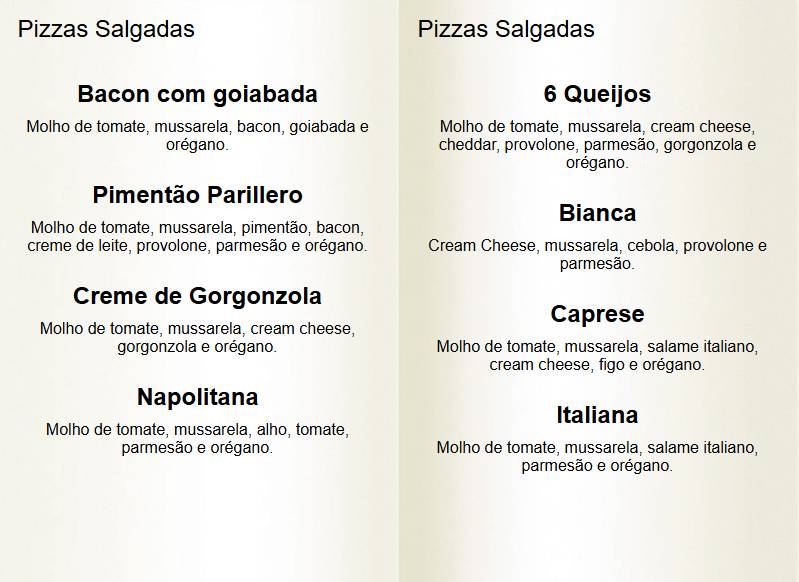 Pizzaria Pandorato Riders Bar меню