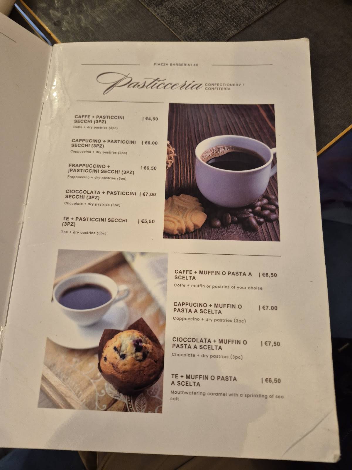 Barberini Express Roma меню
