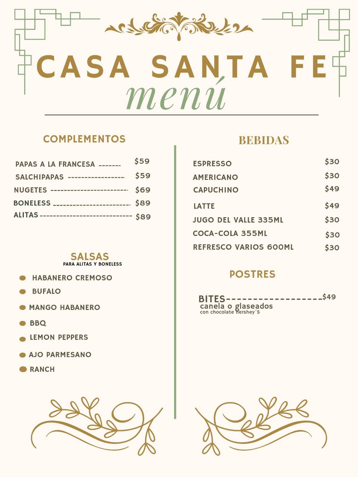 Casa Santa Fe меню