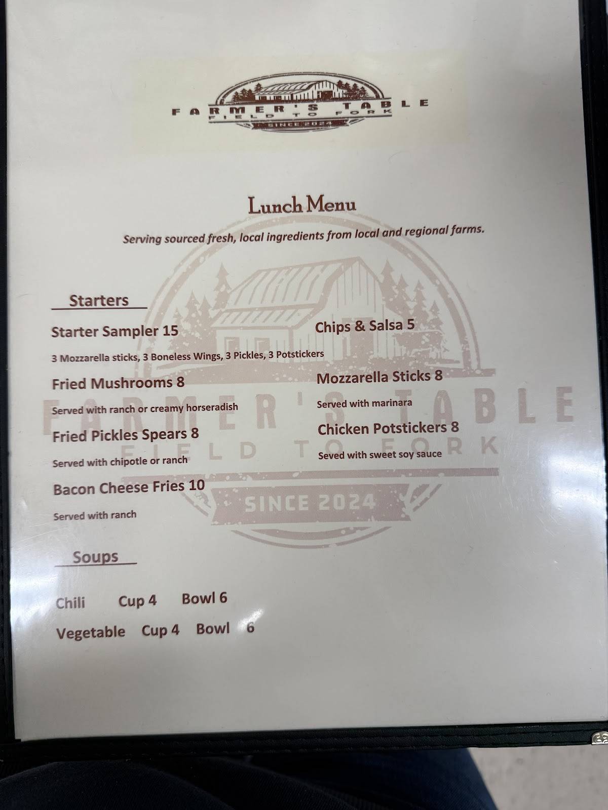 Farmer's Table меню
