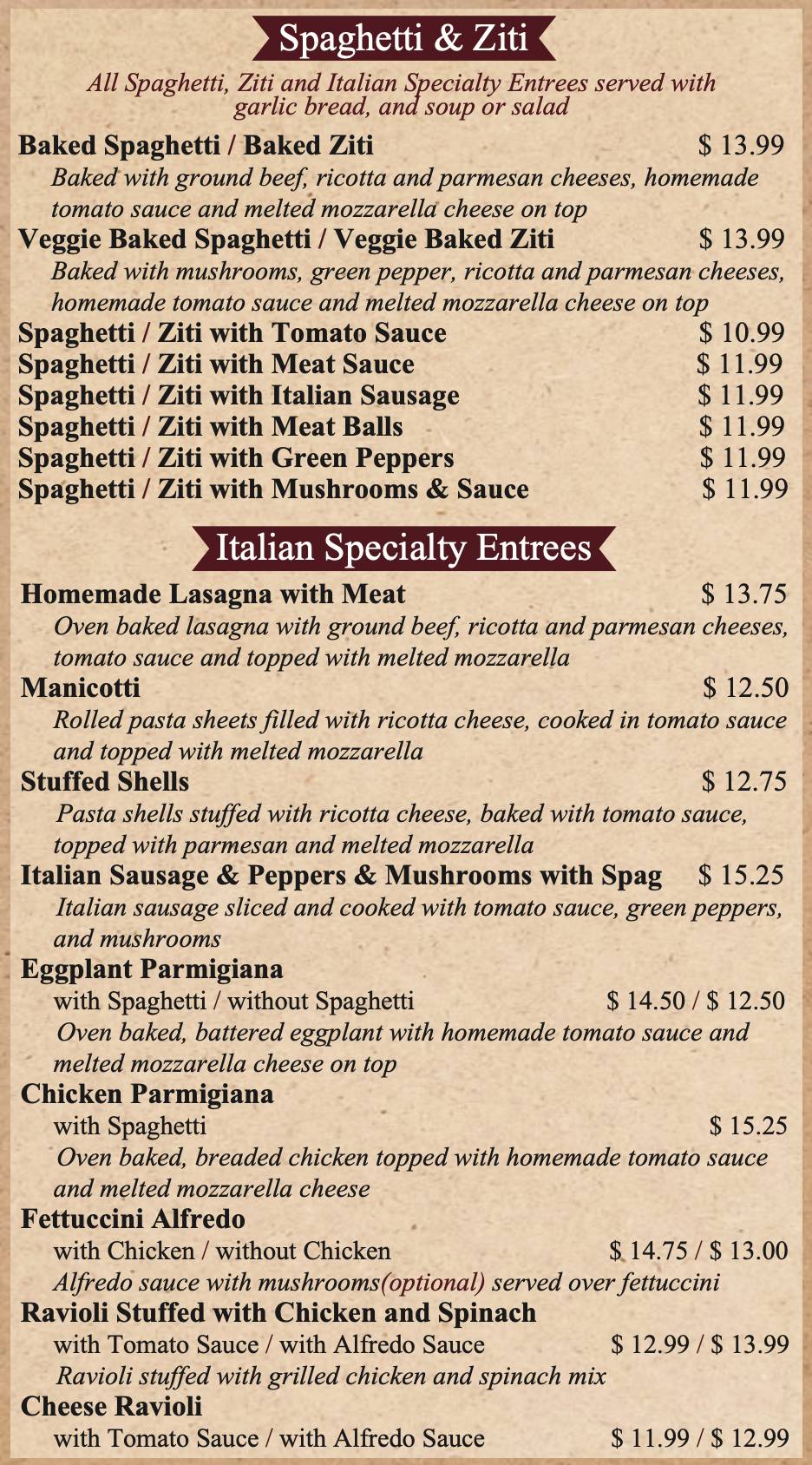 Frank's Pizza & Italian Restaurant меню
