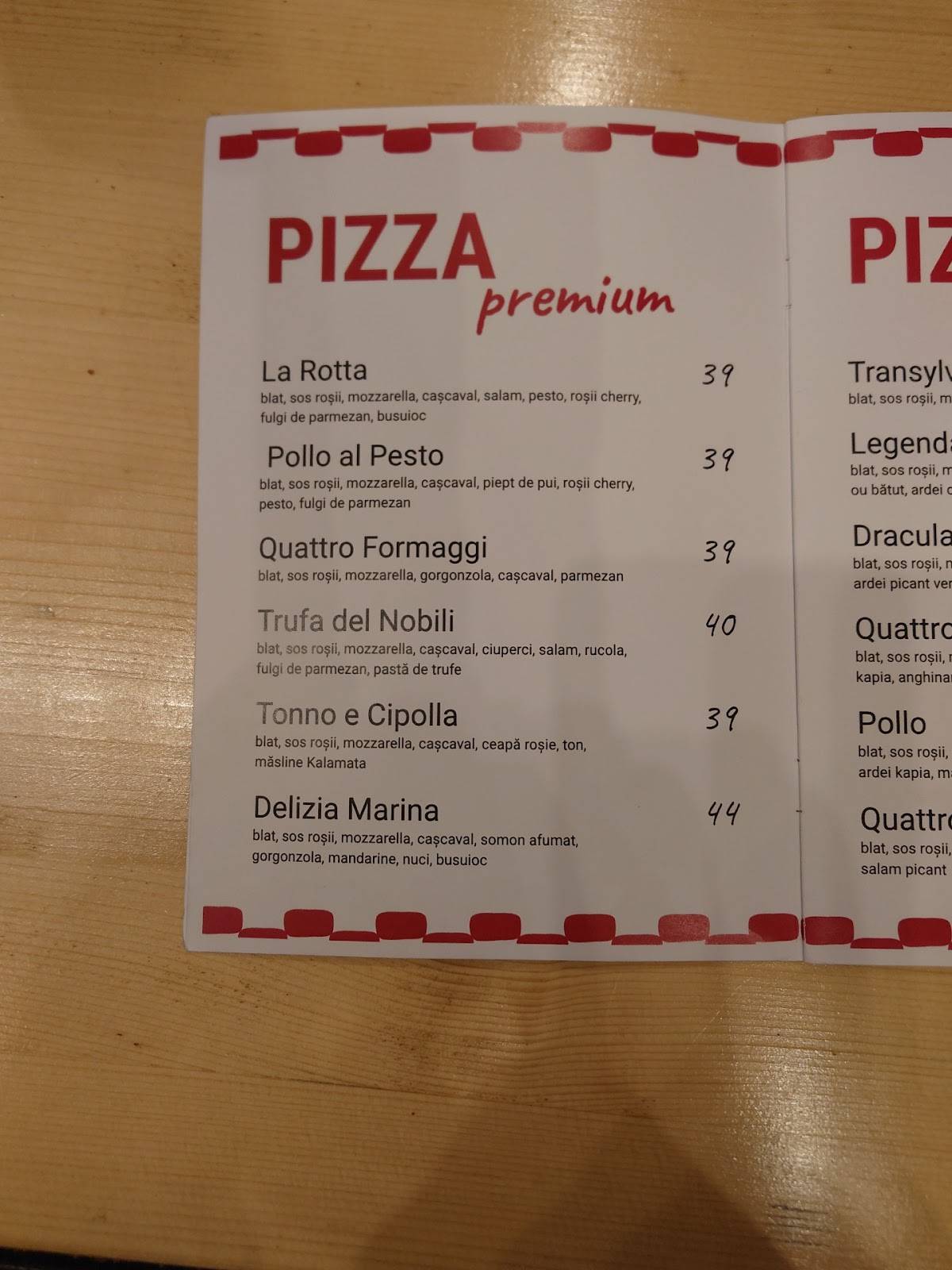 Pizzeria La Rotta меню