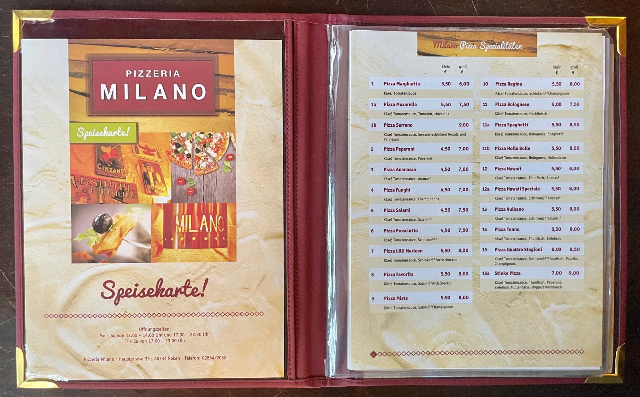 Pizzeria Milano меню