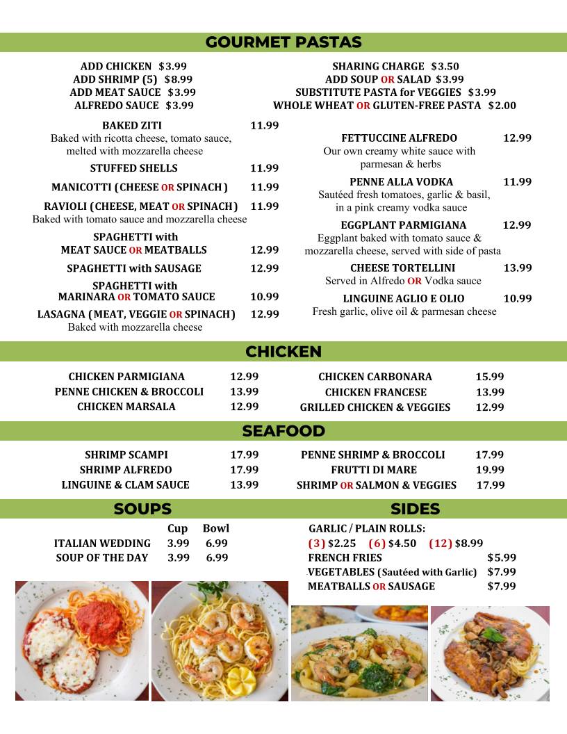 Pizzarella Italian Restaurant меню