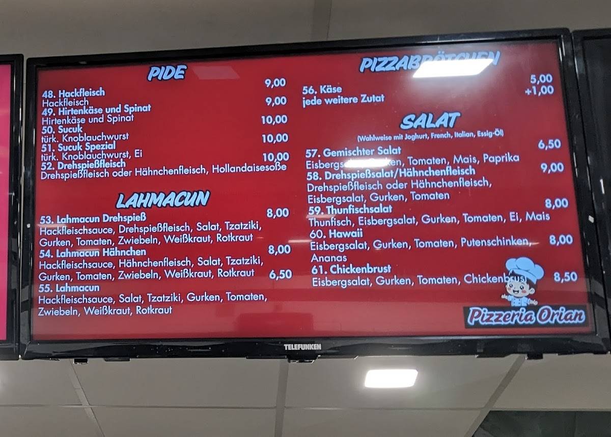 Pizzeria Orian меню