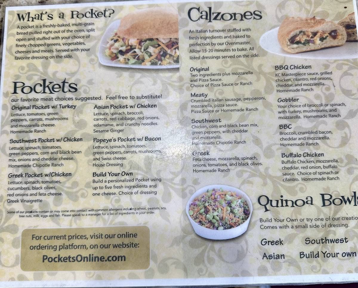 Pockets Restaurant меню