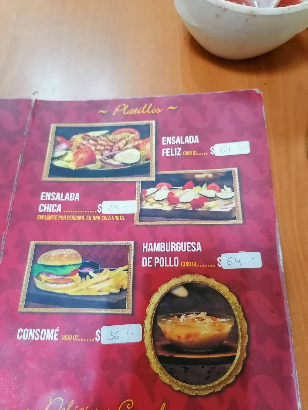 Pollo Féliz меню