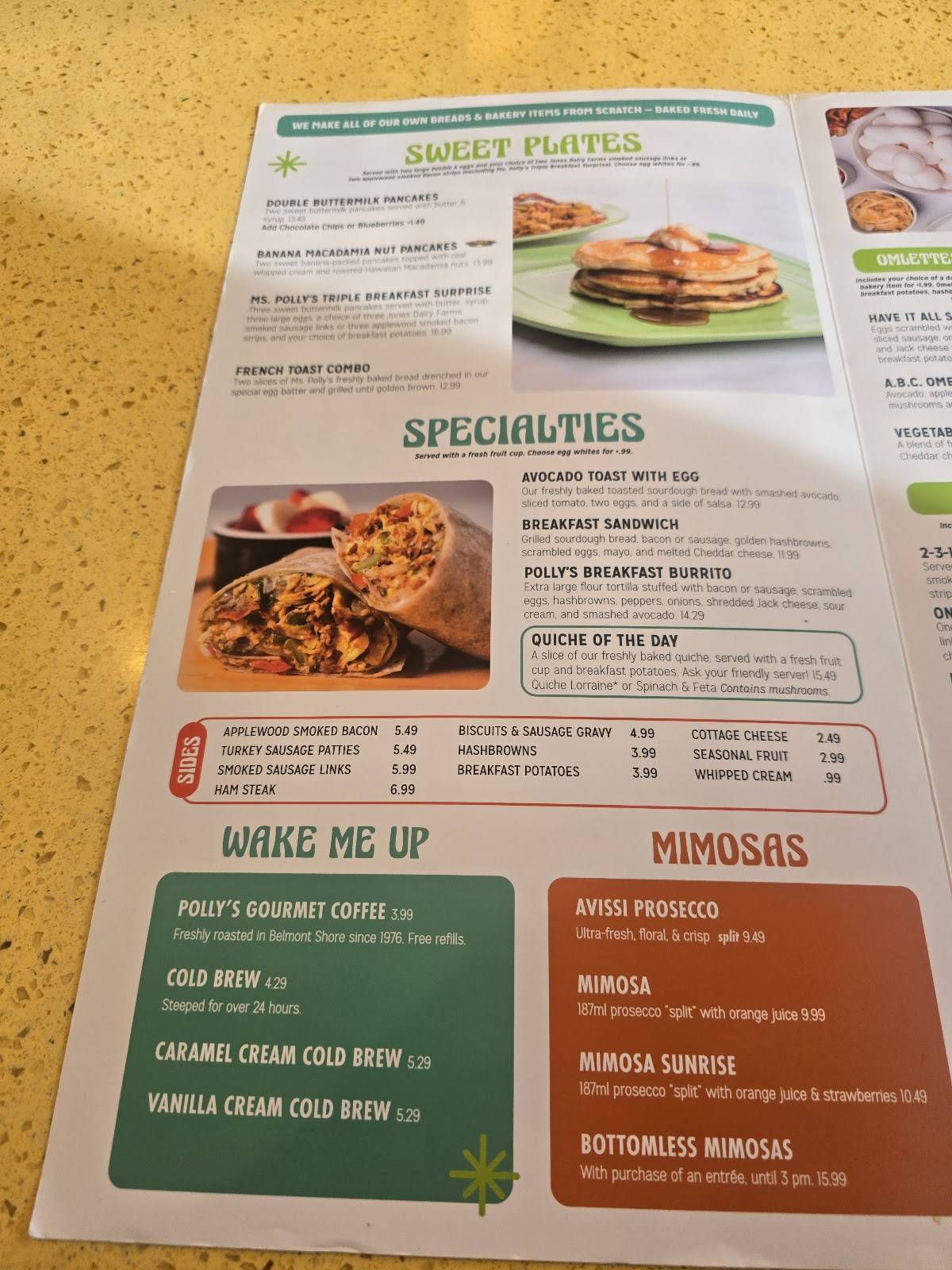 Polly's Pies Restaurant & Bakery меню
