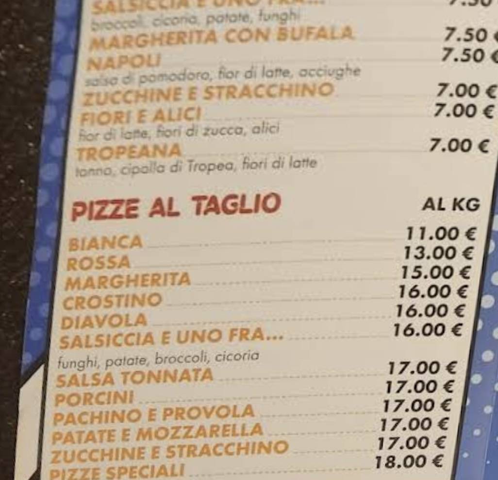 Popeye Pizza меню