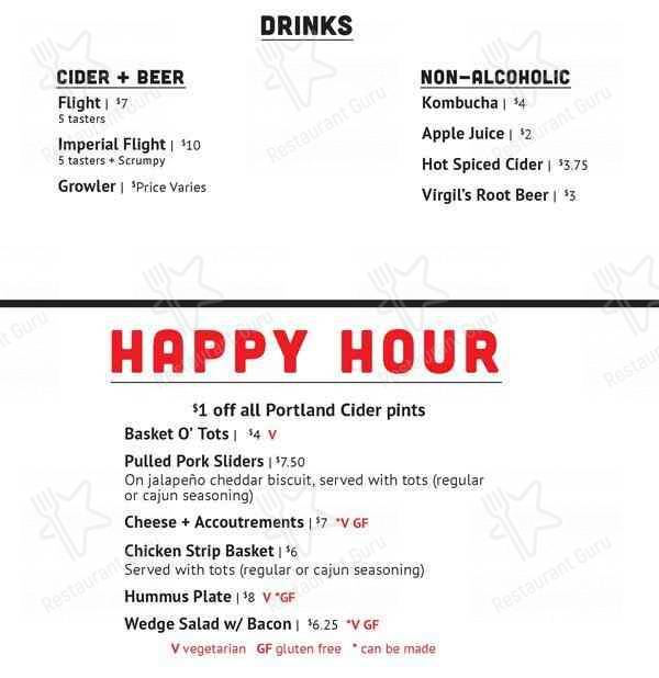 Portland Cider House меню