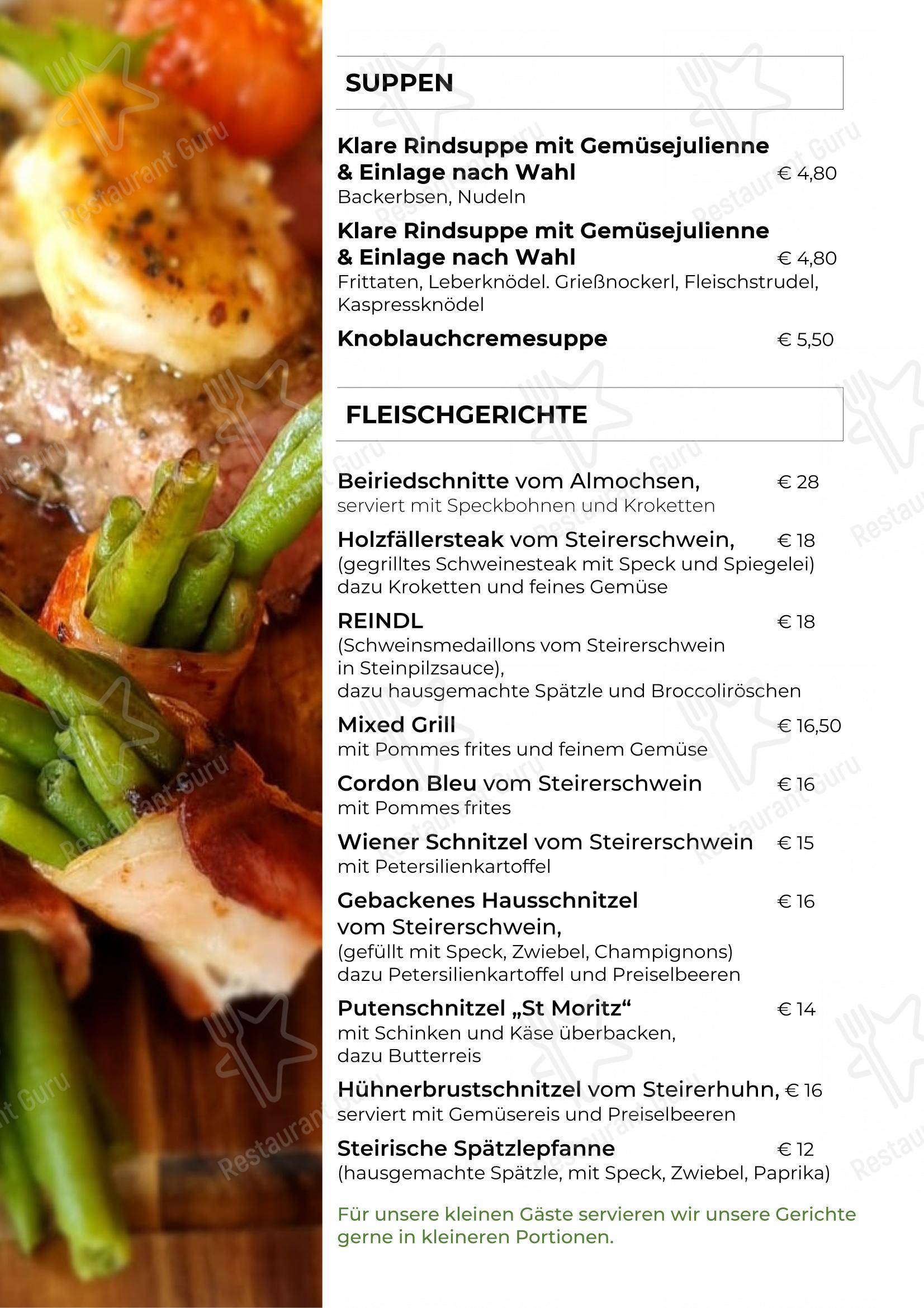 Меню паба и бара Predingerhof - Restaurant, Kegelbahnen, Catering - Меню