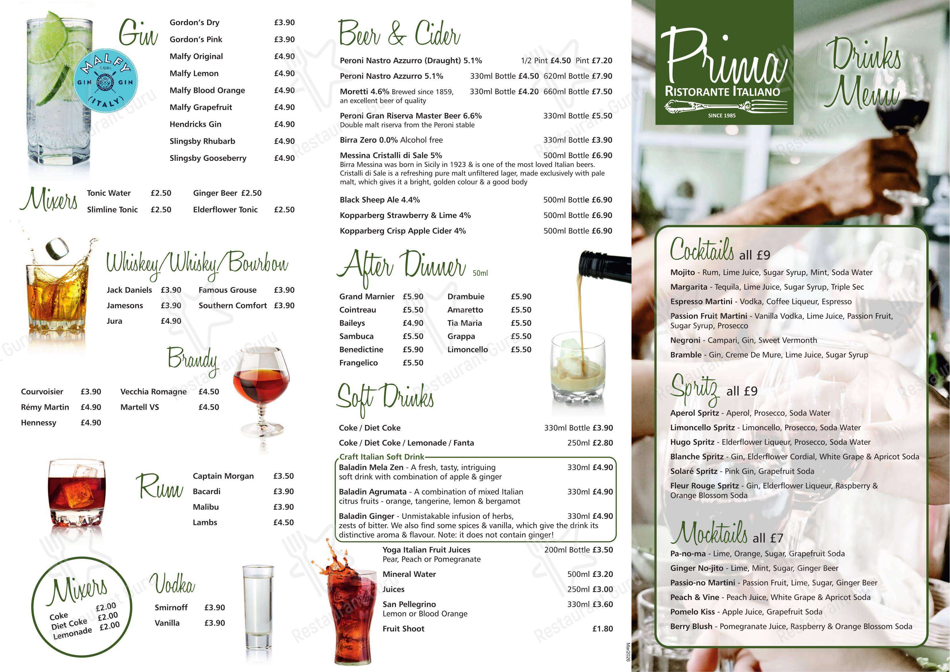 Prima Pizzeria в Рипоне - 菜单