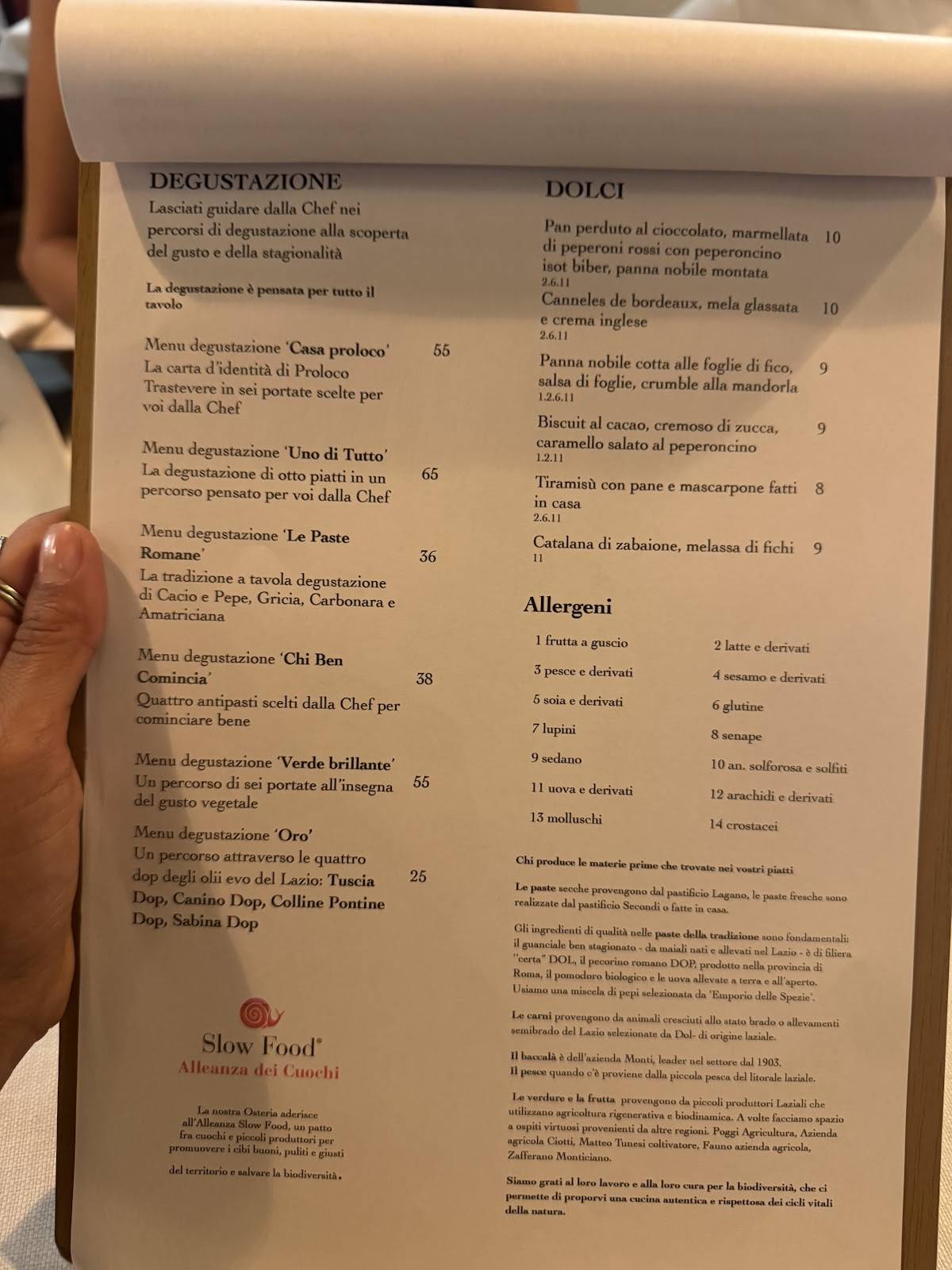 Proloco Trastevere меню