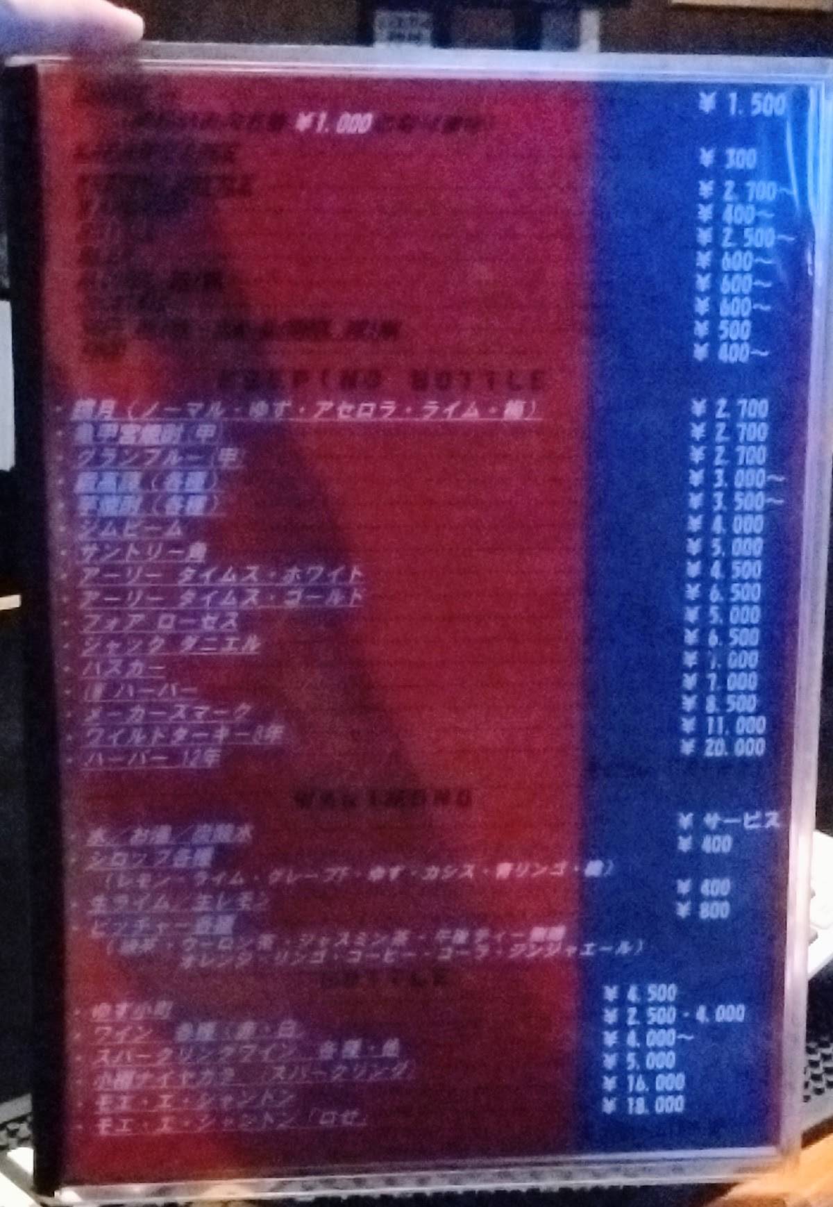 Bar меню