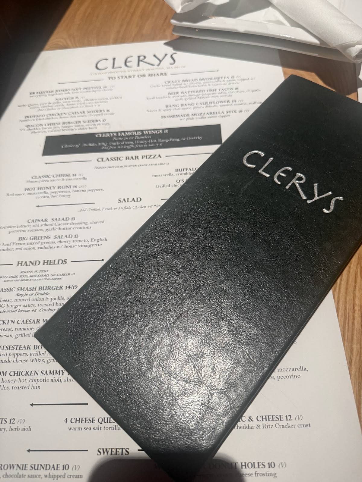 Clerys меню