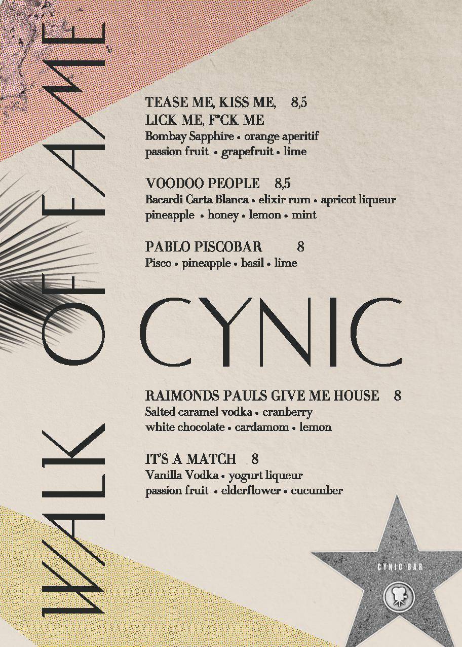 Cynic Bar меню