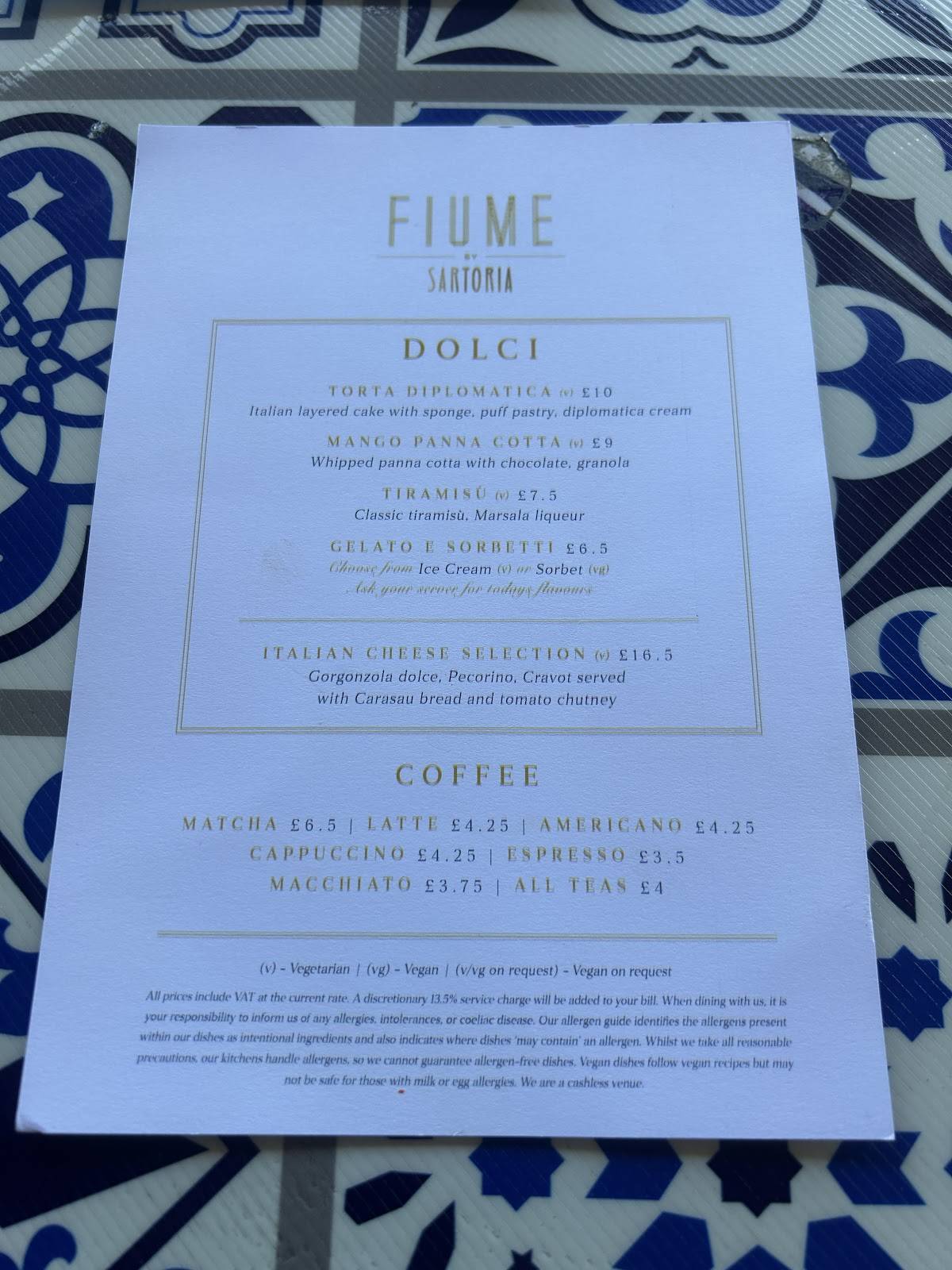 Fiume меню