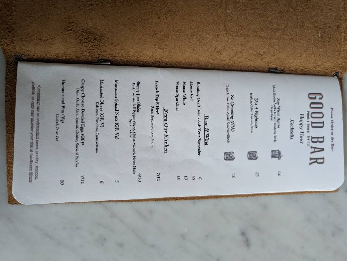 Good Bar меню